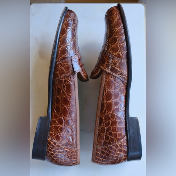 MENS Zelli Tuscany Crocodile Slip-On Cognac Men Size 10 - Picture 5 of 9